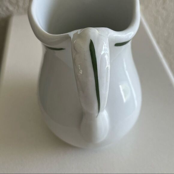 Vintage Albert Pick Co. Vitrified Cream Pitcher or Vase with Green Trim - Picture 3 of 12
